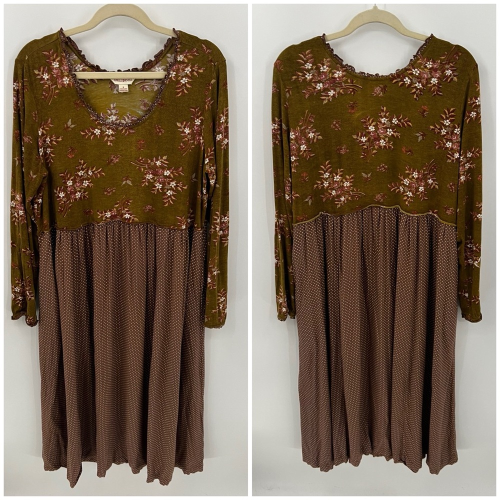 Vintage April Cornell floral and polka dot midi/maxi dress
